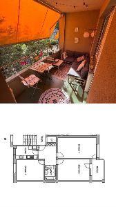 Balkon und Grundriss (dein Zimmer ist Zimmer 3)