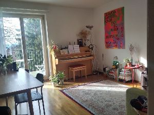 living room with balcony