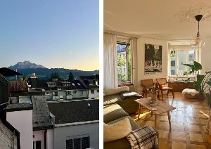 Aussicht Dachterrasse und Wohnzimmer