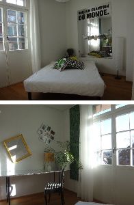 Schlafzimmer mit Balkon und Morgensonne