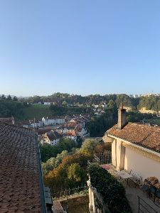 Vue sur la terrasse depuis la chambre